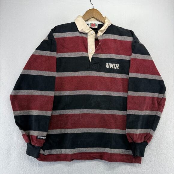 Barbarian Other - Vintage UNLV Rugby Shirt Men's XL Black Red Heavyweight Embroidered Barbarian